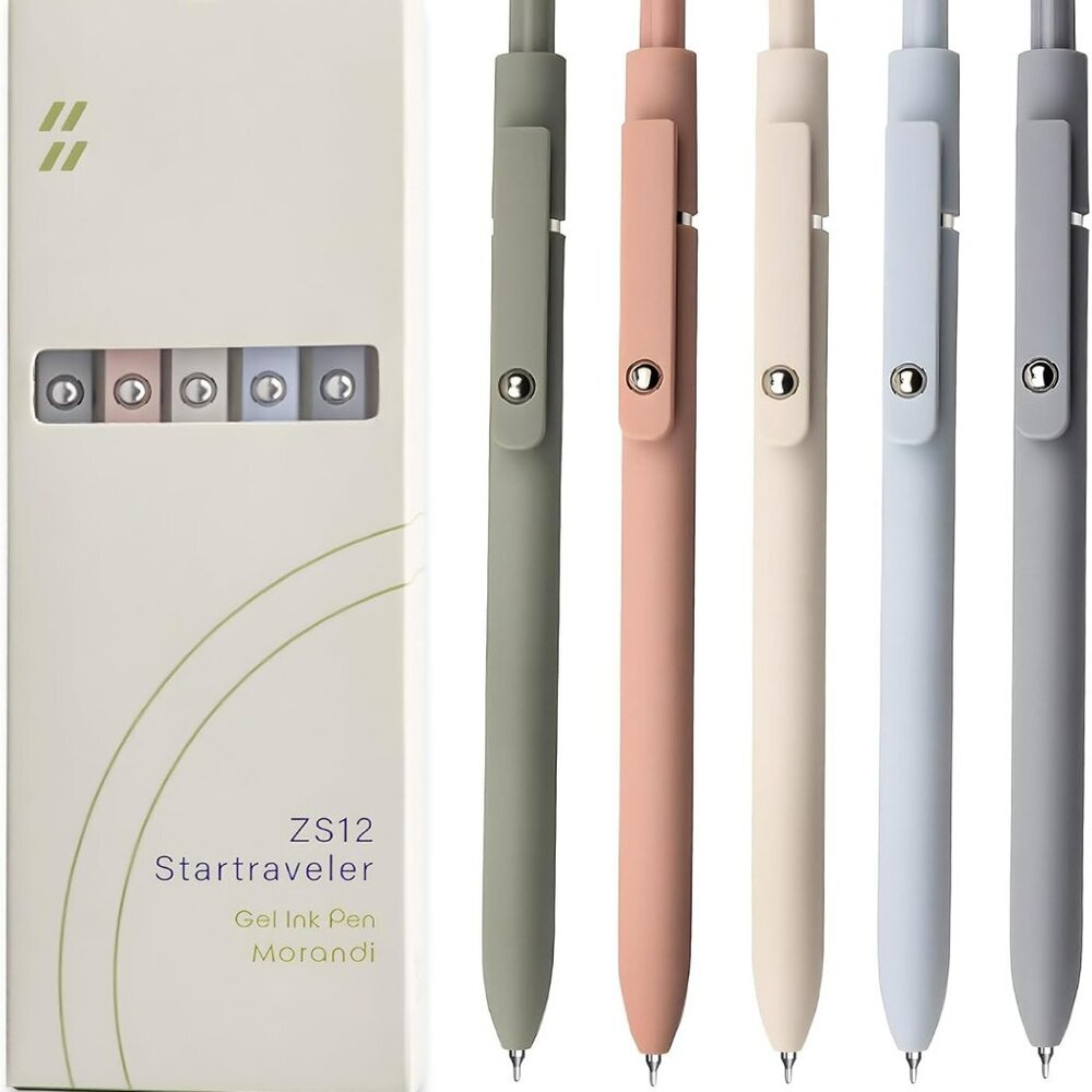 Gel Pens, 5 Pcs 0.5mm Black Ink Pens Fine Point Smooth Writing Pens, High-End Se